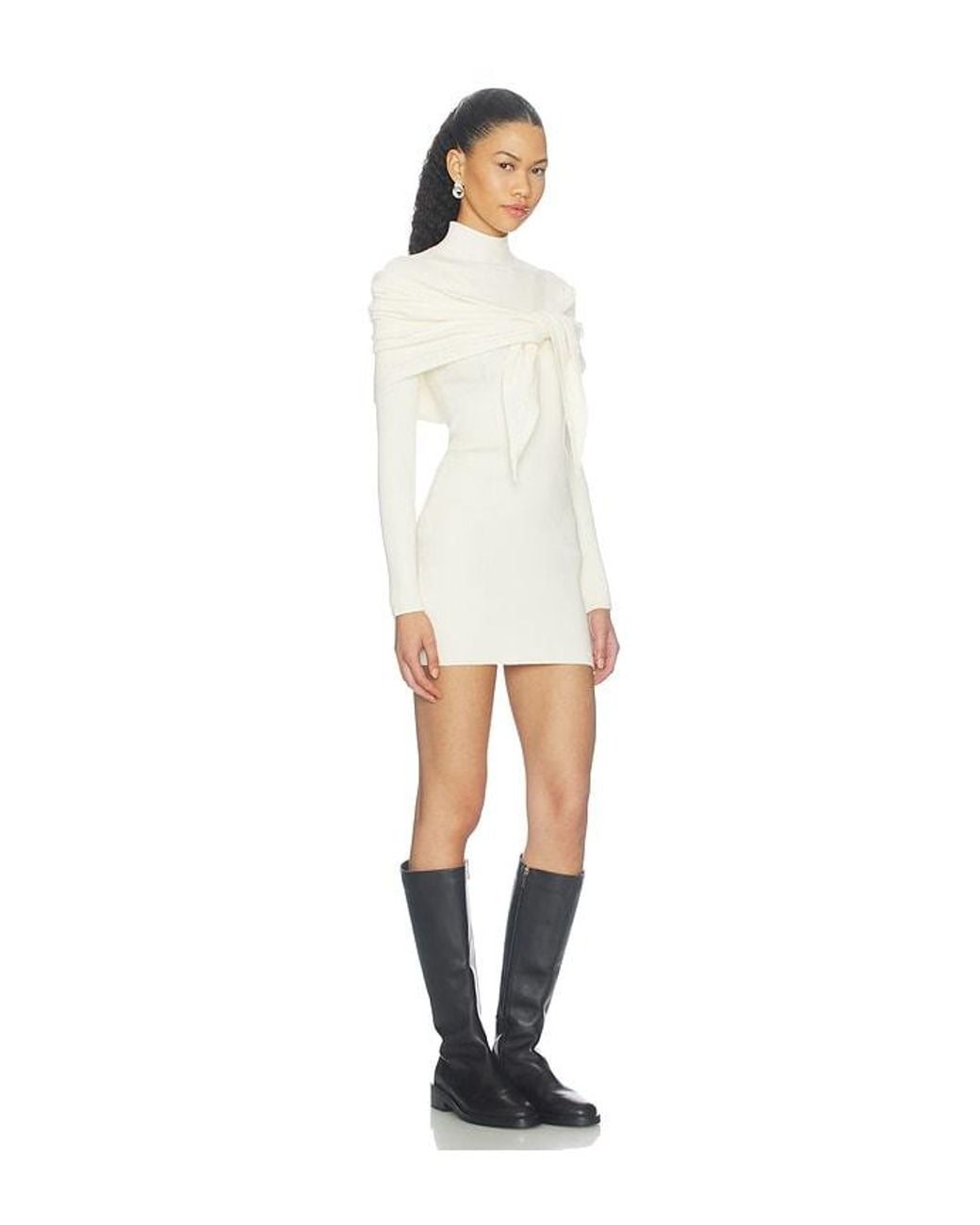 Lovers + Friends White Jaine Sweater Dress With Scarf