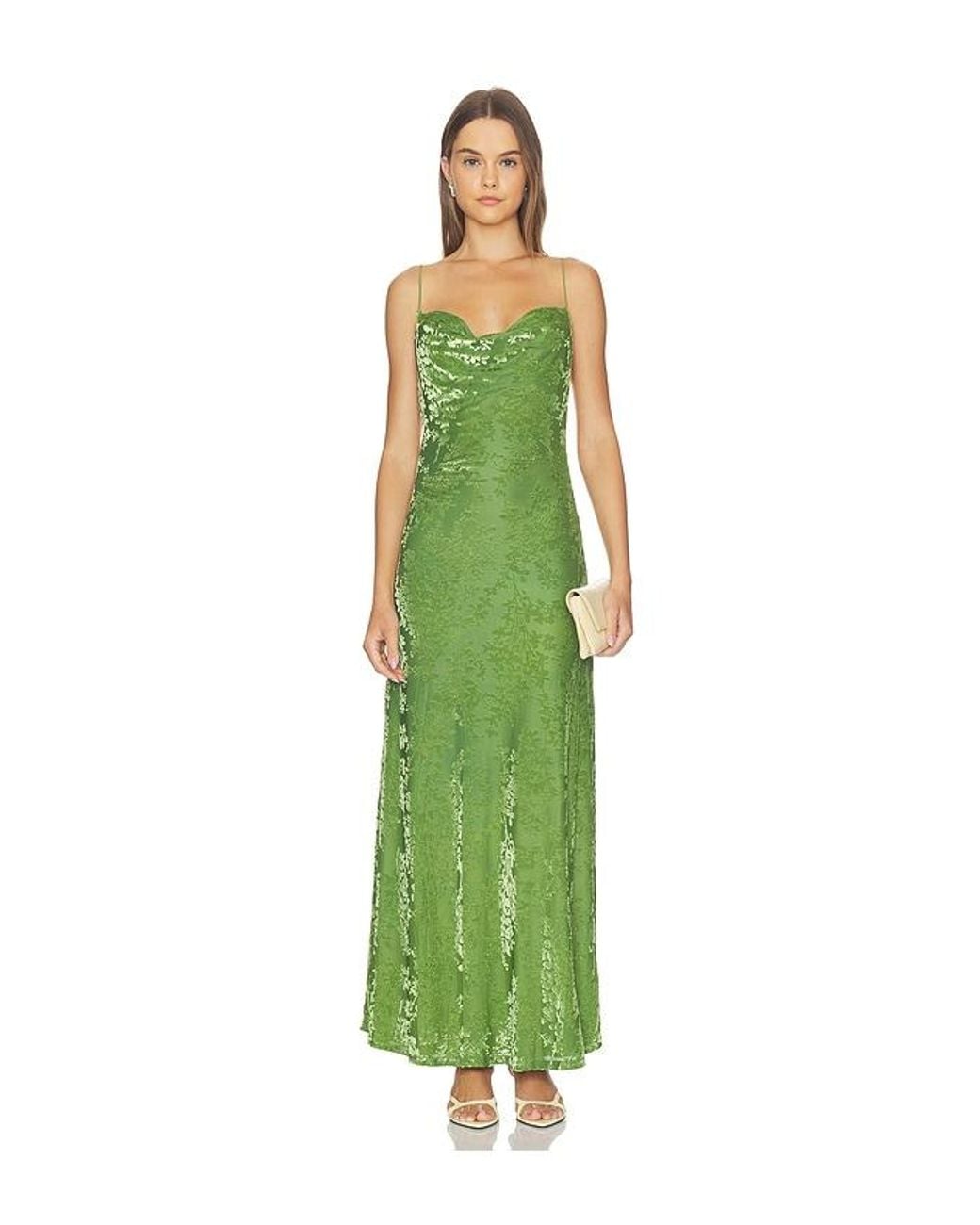 Runaway the Label Green Lyssa Cowl Cross Back Maxi Dress