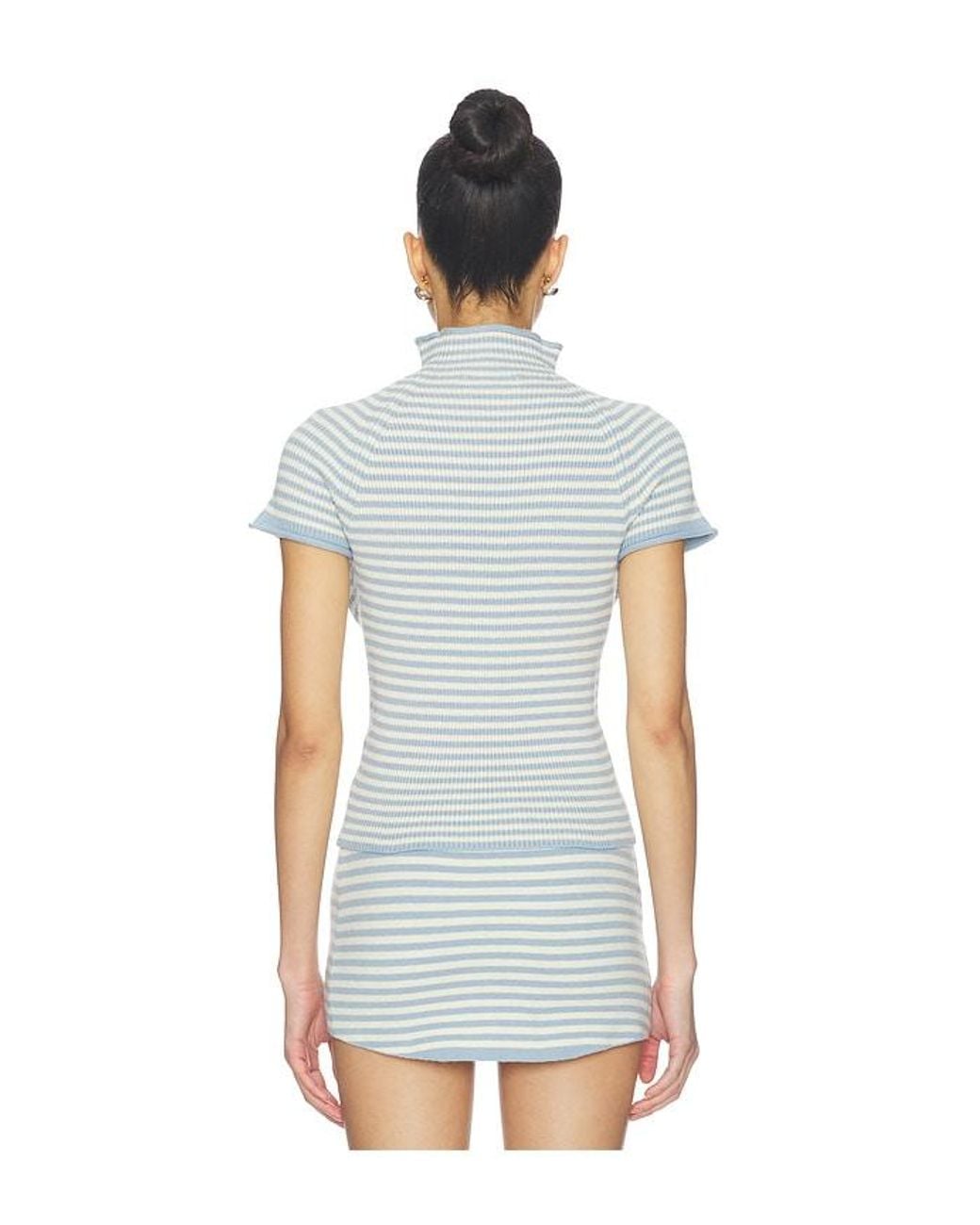 Frankie's Bikinis White Harmony Cloud Knit Mock Neck Tee