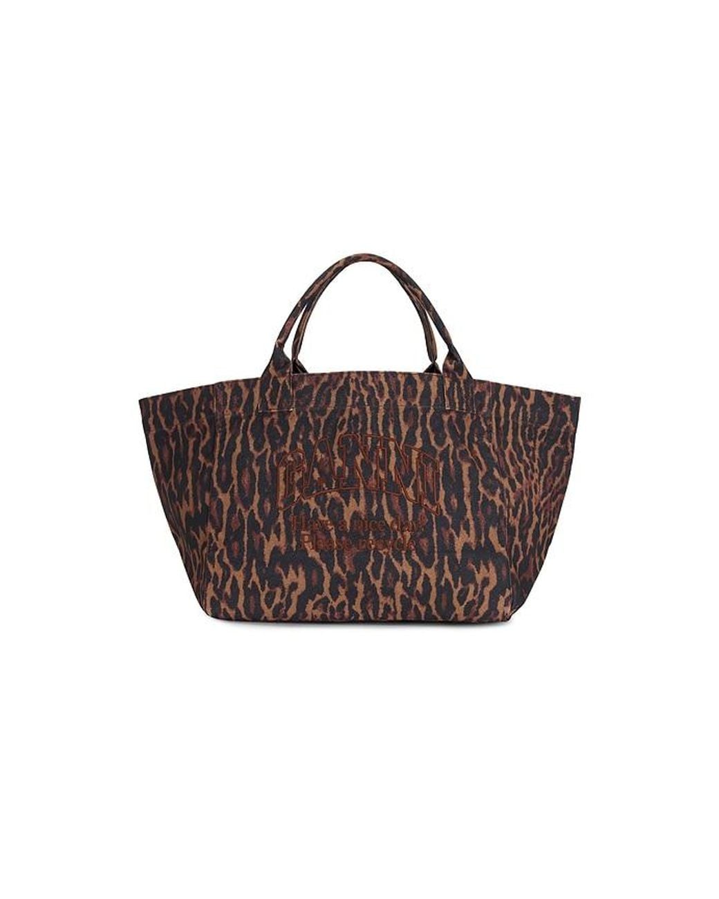 Ganni Brown Xxl Easy Shopper Printed Gradient Leo Bag