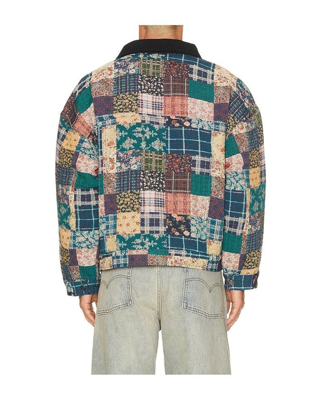 Ryoko Rain Blue Quilted Tapestry Work Jacket for men
