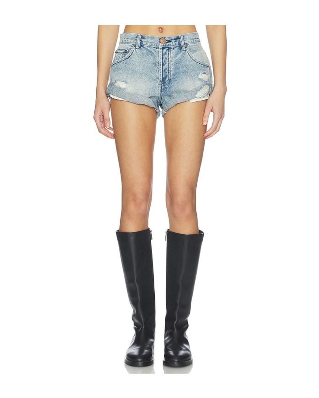 One Teaspoon Blue Messed Up Bandits Low Waist Denim Short