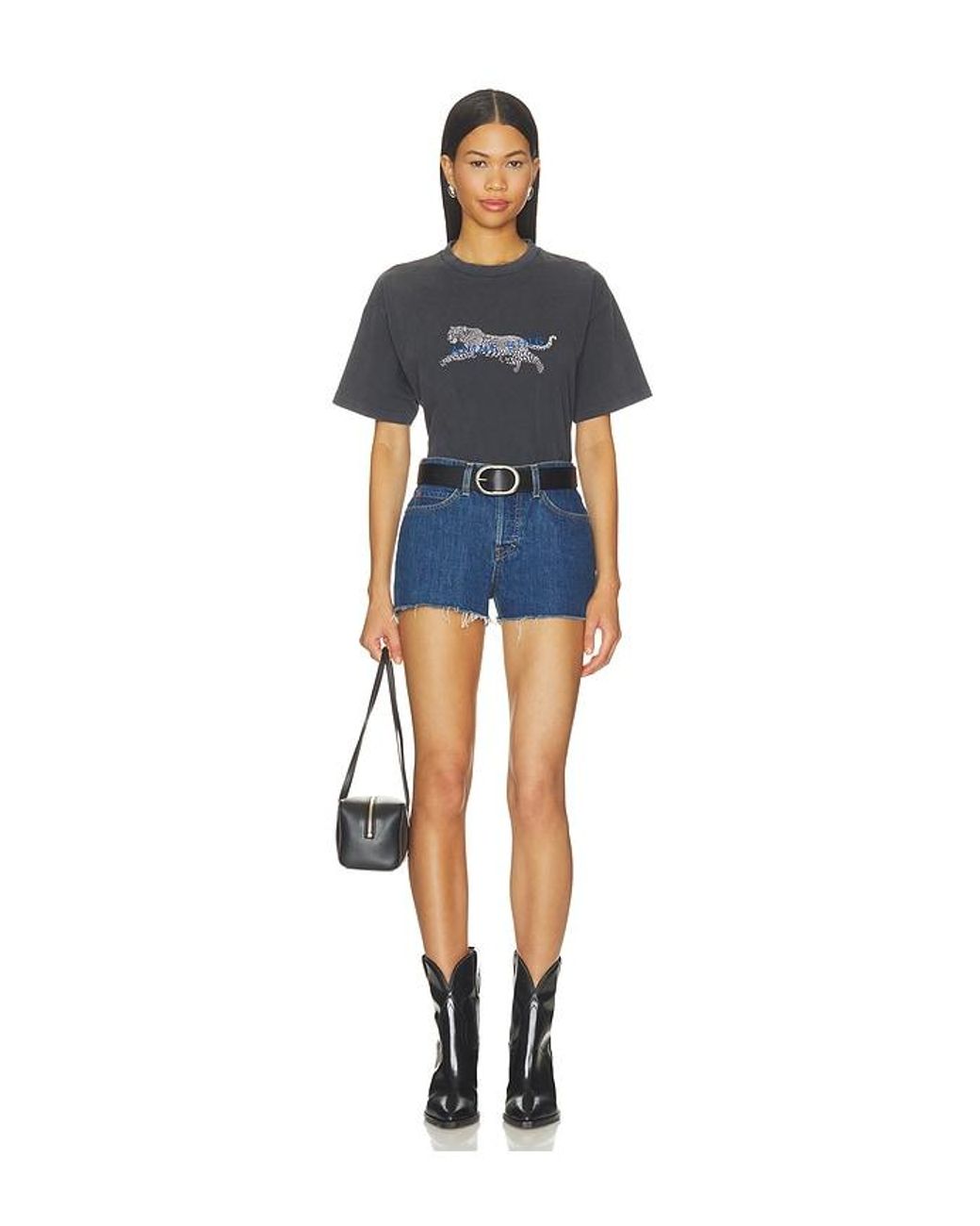 Anine Bing Blue Cade Tee Leopard