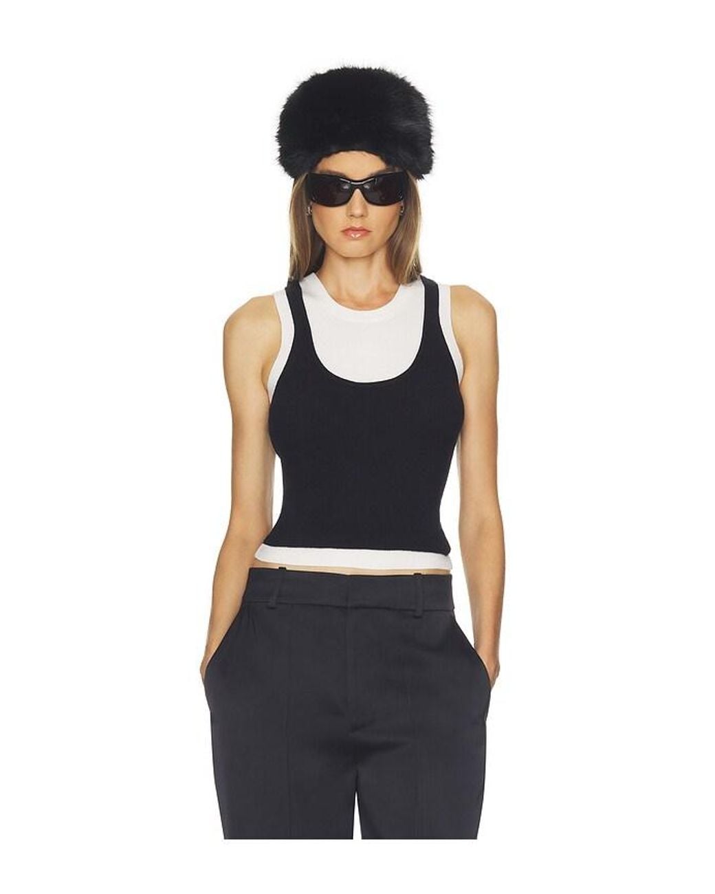 Helsa Black Tai Layered Knit Tank