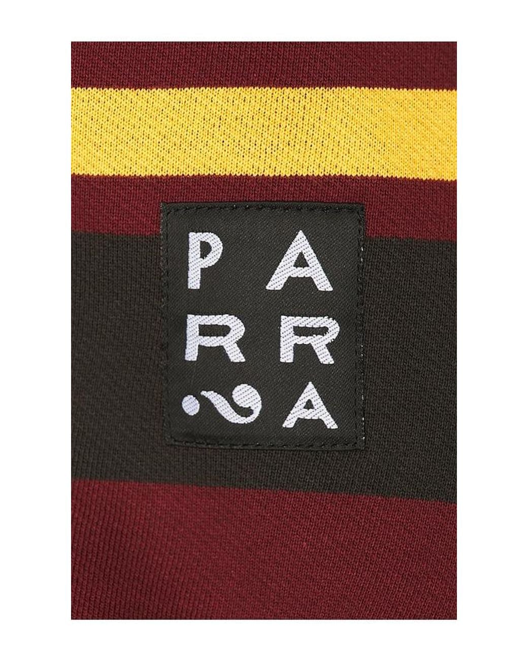 by Parra Red Sweatstriped Crew Neck Sweatshirt for men