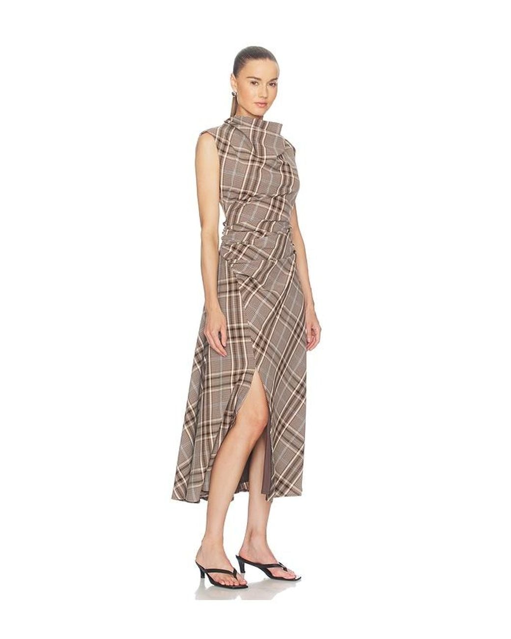 Jonathan Simkhai Natural Burke Sleeveless Draped Midi Dress