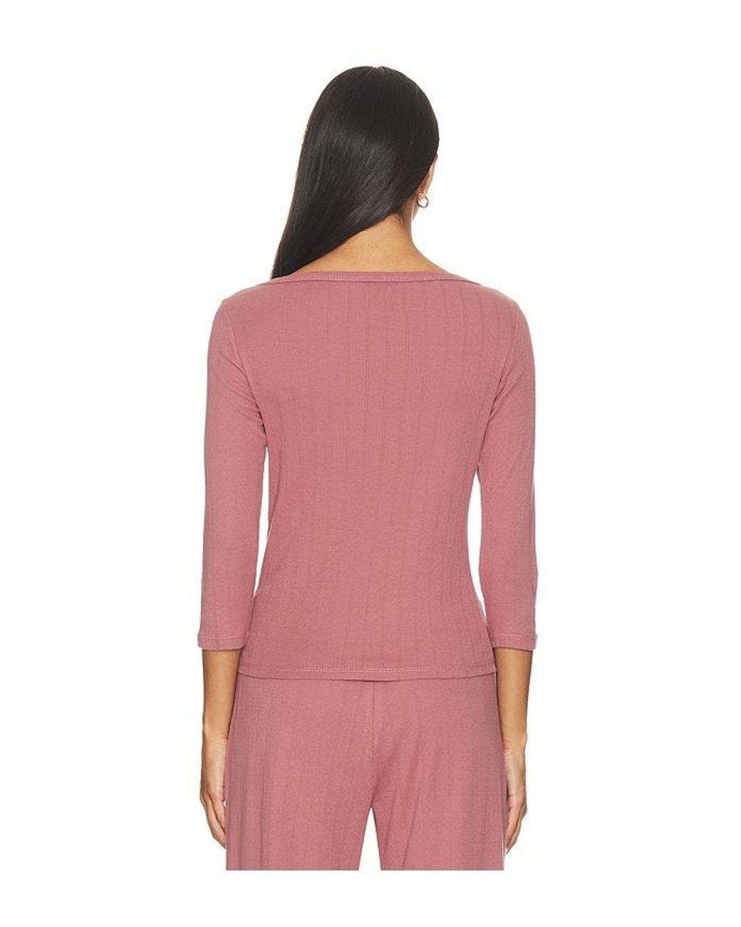 VIR VITA Pink Florence Boatneck Pointelle Top