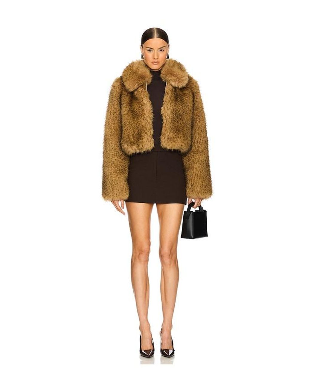 L'academie Brown Savoie Faux Fur Jacket