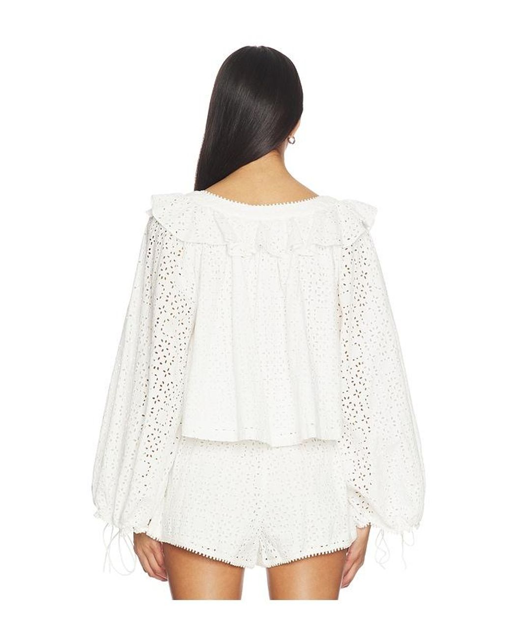 For Love & Lemons White Willa Eyelet Top