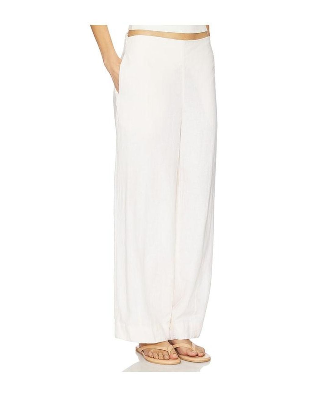Free People White Demi Cotton Linen Pant