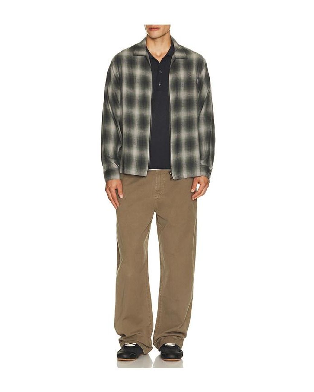 Thisisneverthat Gray Nep Check Zip Shirt for men