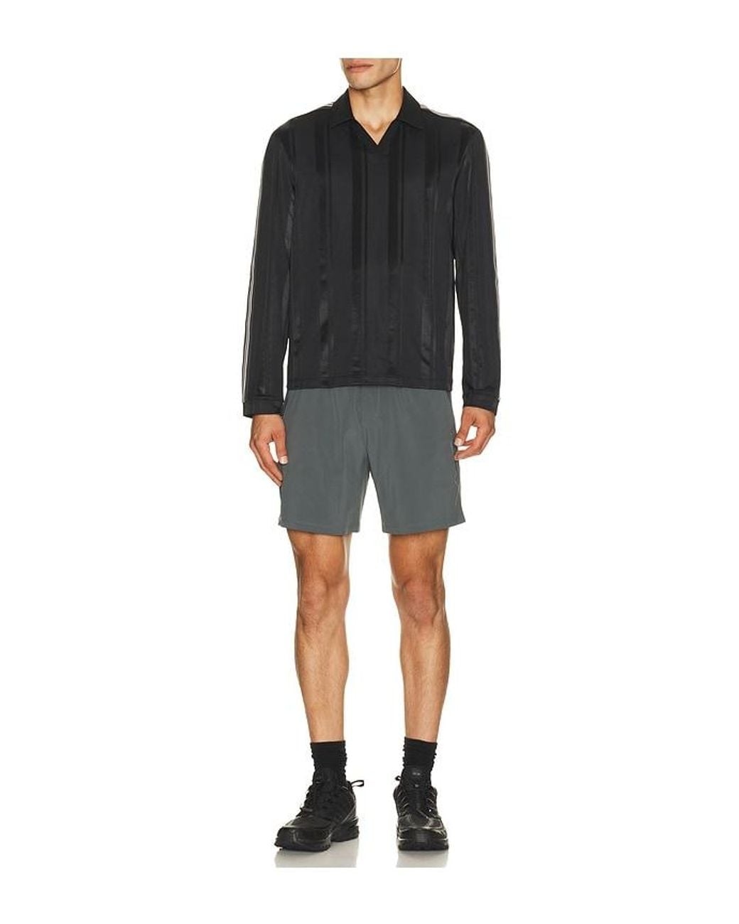lululemon athletica Black Knit Stripe Rugby Shirt for men