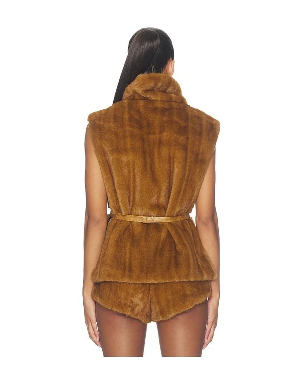 Bronx and Banco Brown Faux Mink Sleeveless Vest