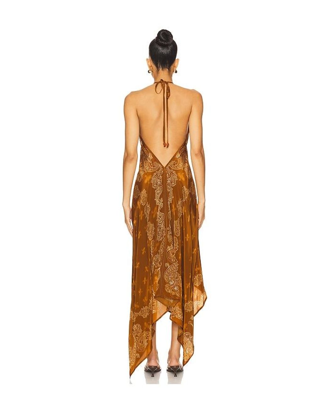 Rococo Sand Brown High Low Handkerchief Dress