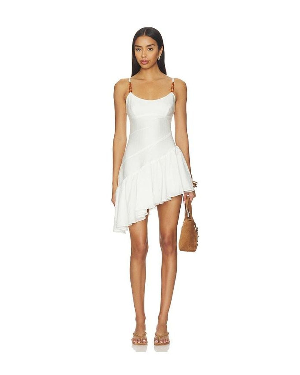 MORE TO COME White Mahika Asymmetrical Mini Dress