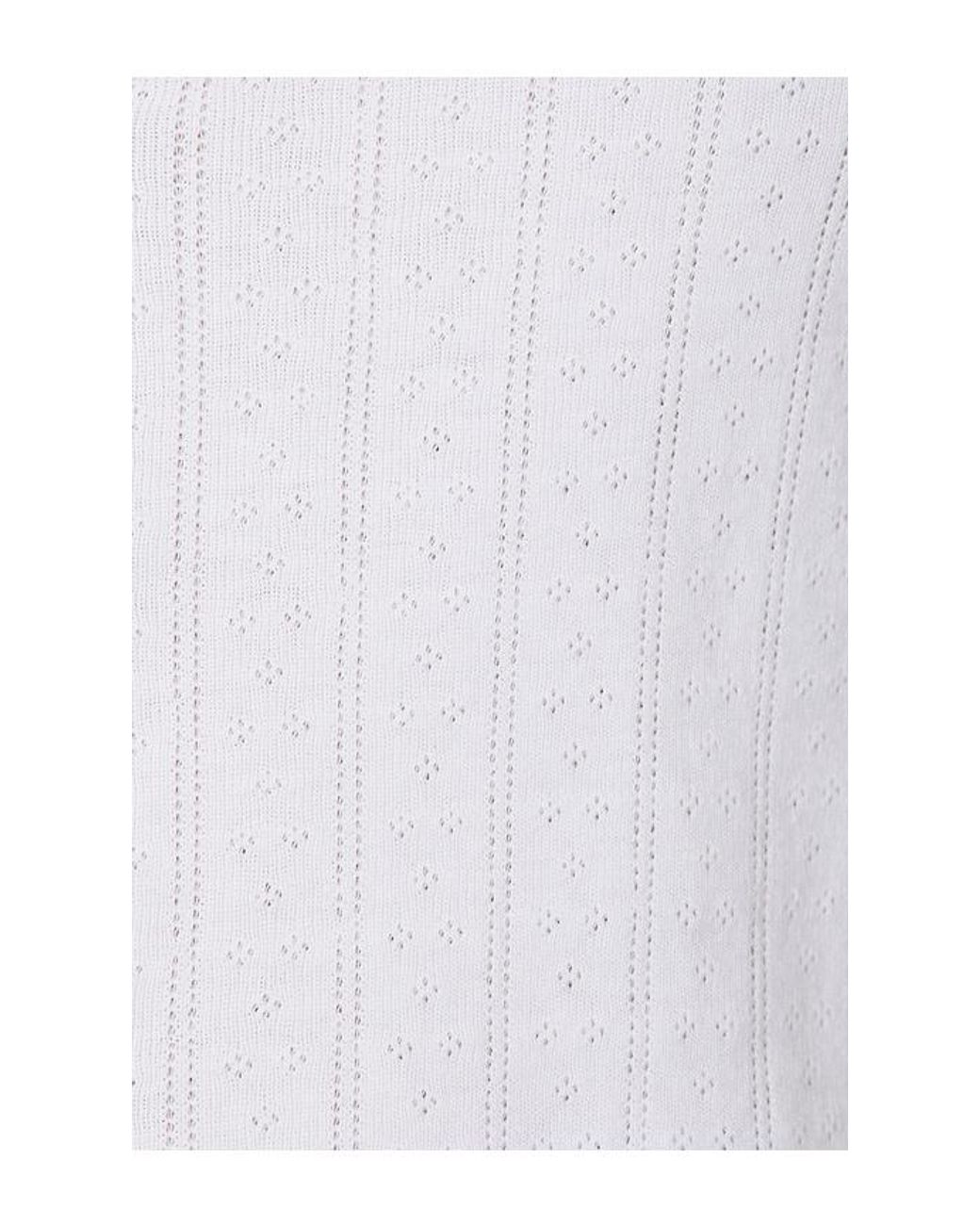 Leset White Pointelle Button Down Tank