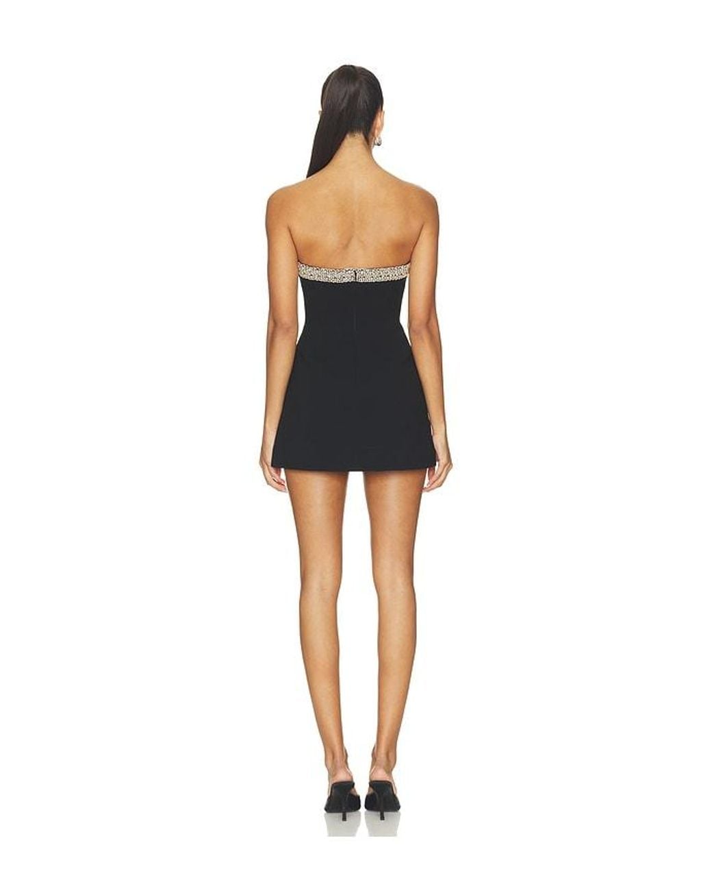 Alice + Olivia Black Katya Embellished Trim Sculpted Romper