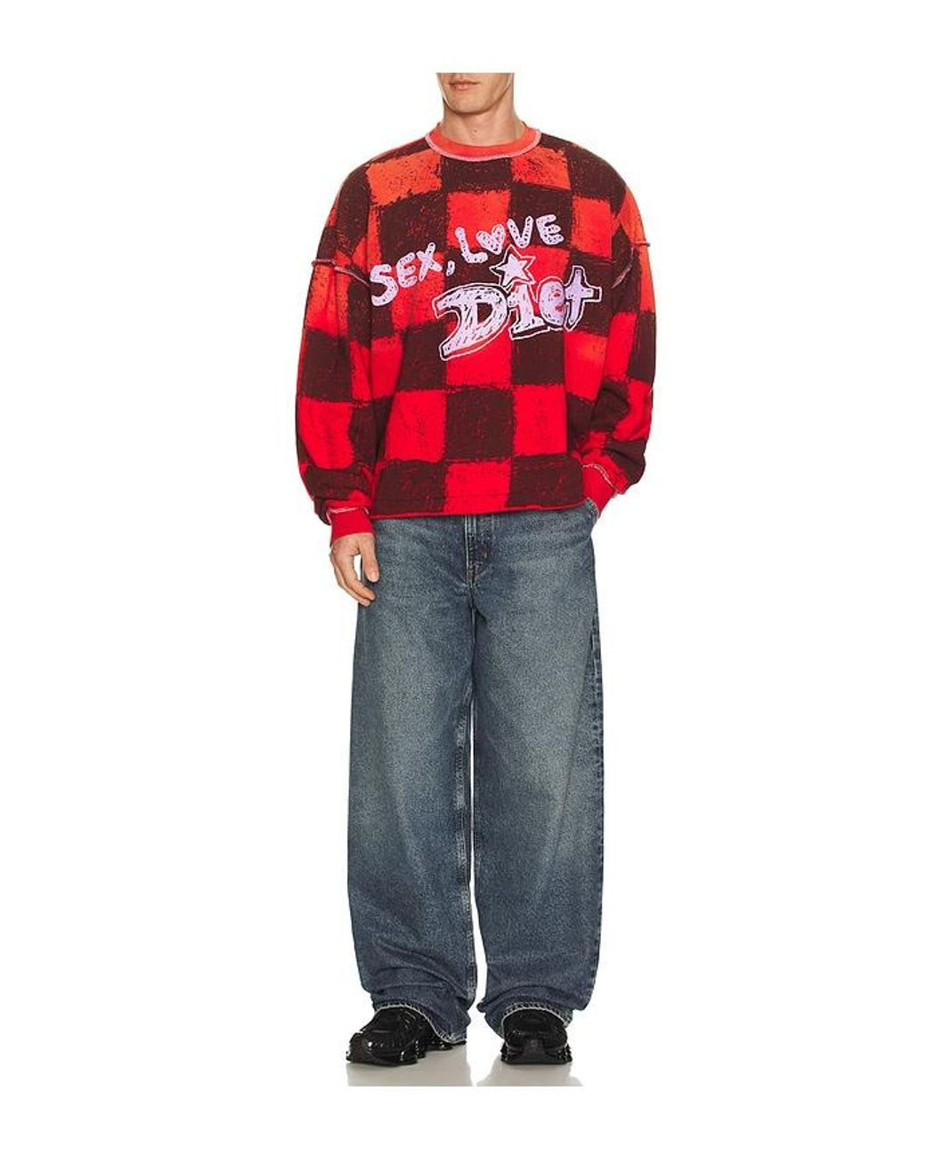 DIET STARTS MONDAY Red Sl&D Crewneck Sweatshirt for men