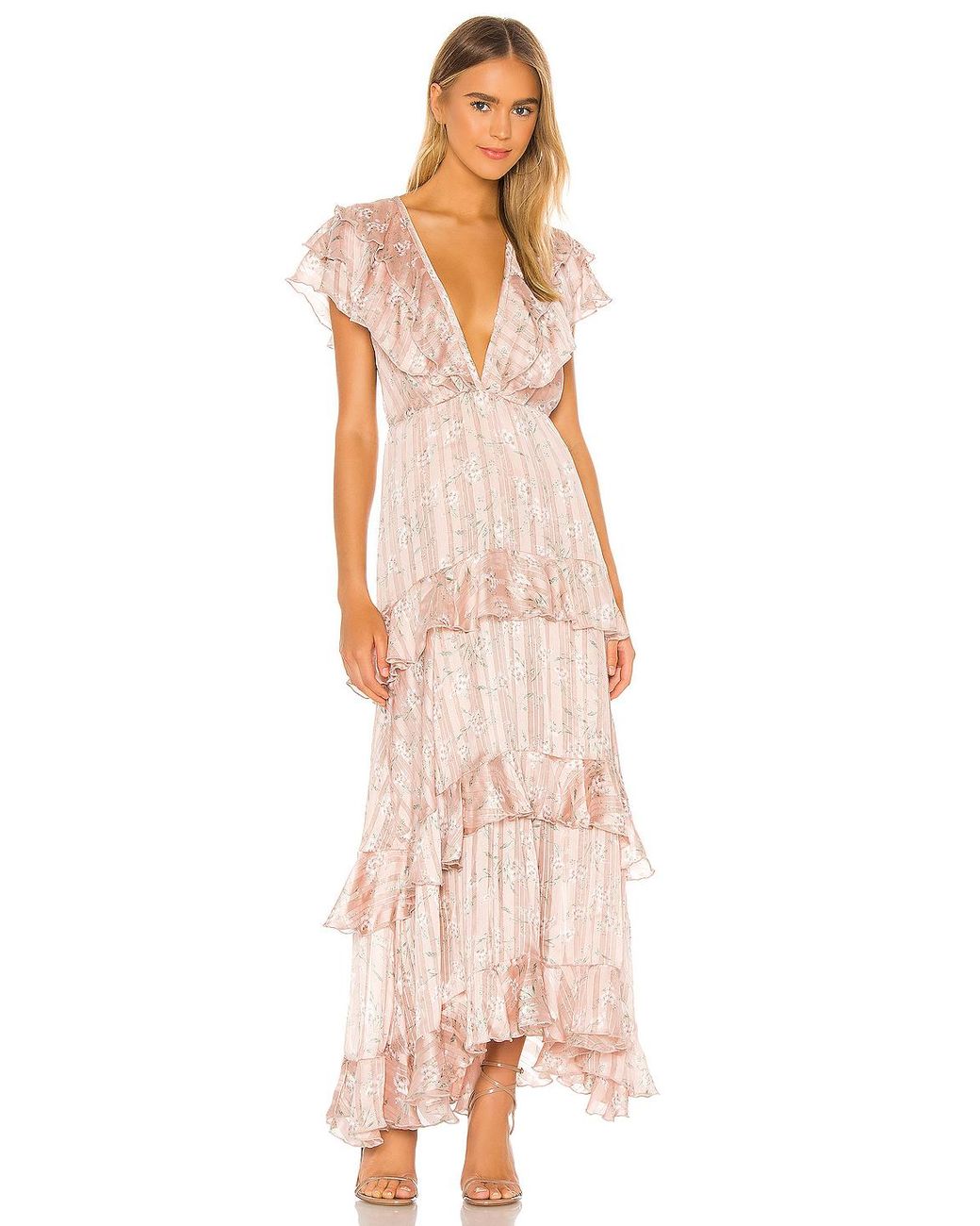 Sabina Musayev Zoya Midi Dress in Blush Floral (Pink) - Lyst