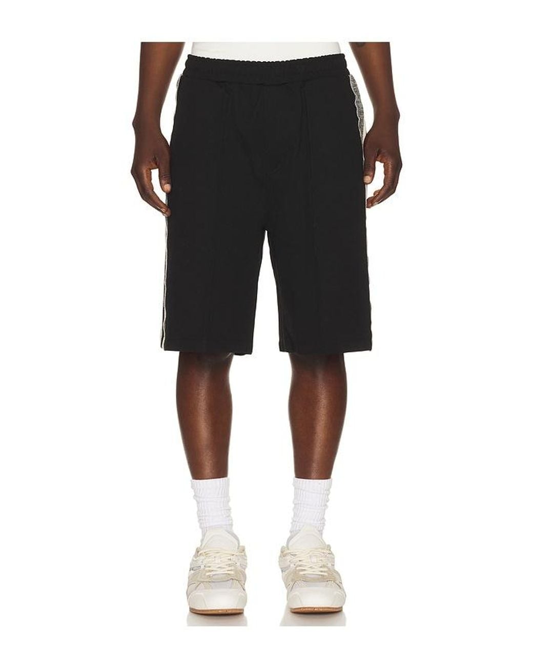 JUNGLES Black Knit Panel Shorts for men