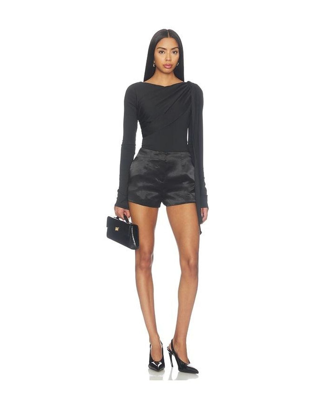 superdown Black Valeria Drape Top