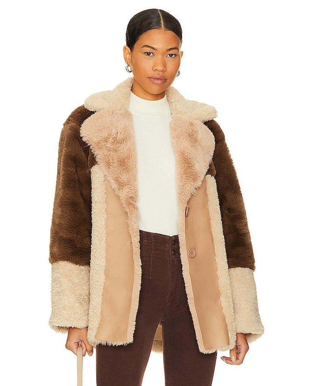 Steve Madden Willow Faux Fur Coat in Natural Lyst UK