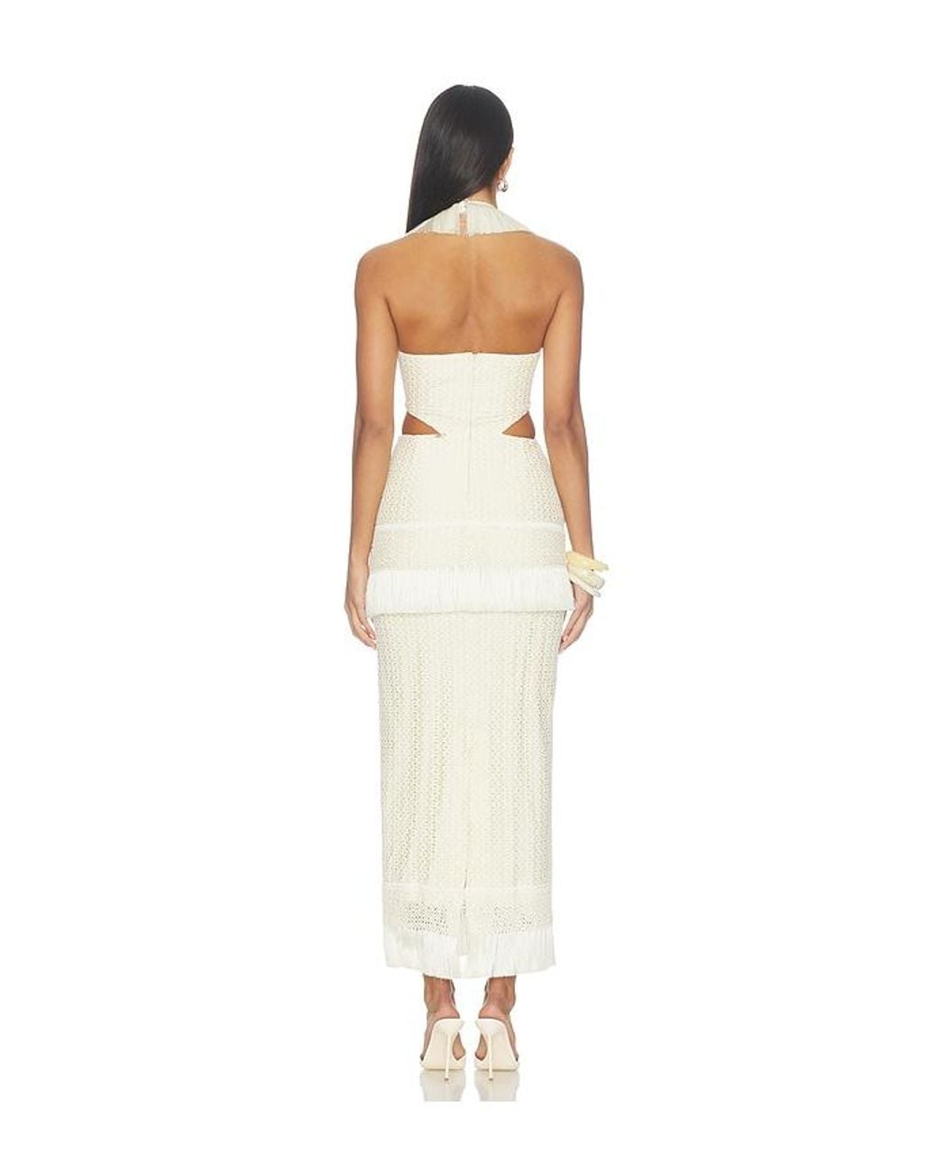 PATBO White Ayla Fringe Long Dress