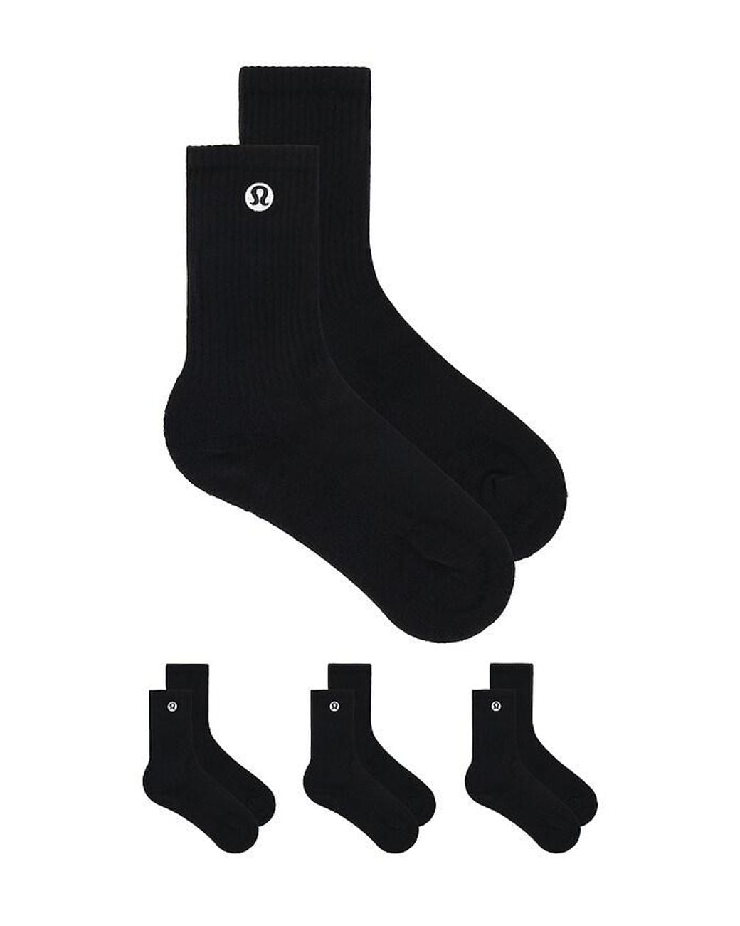 lululemon athletica Black Daily Essential Socks 3 Pair for men