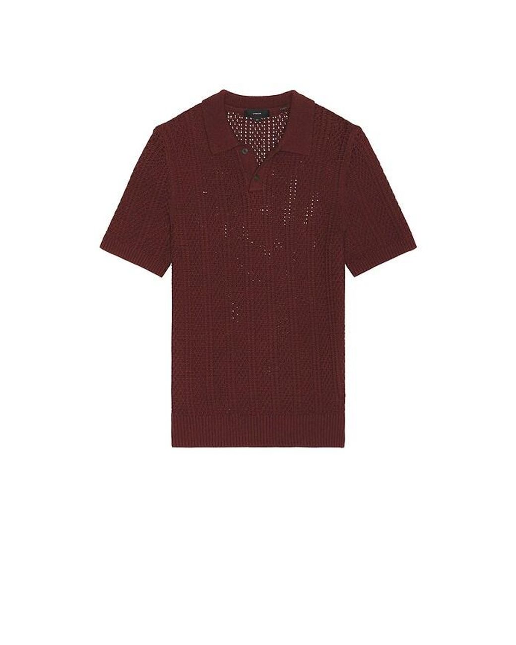 Vince Red Seed Stitch Rib Short Sleeve Polo Shirt for men