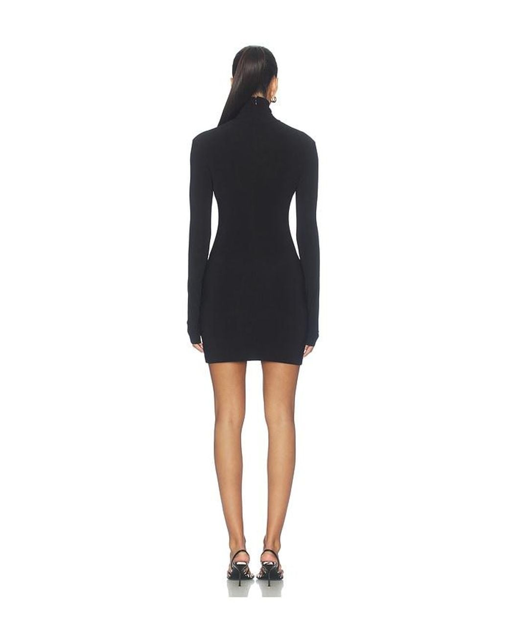 Norma Kamali Black Long Sleeve Turtleneck Mini Dress