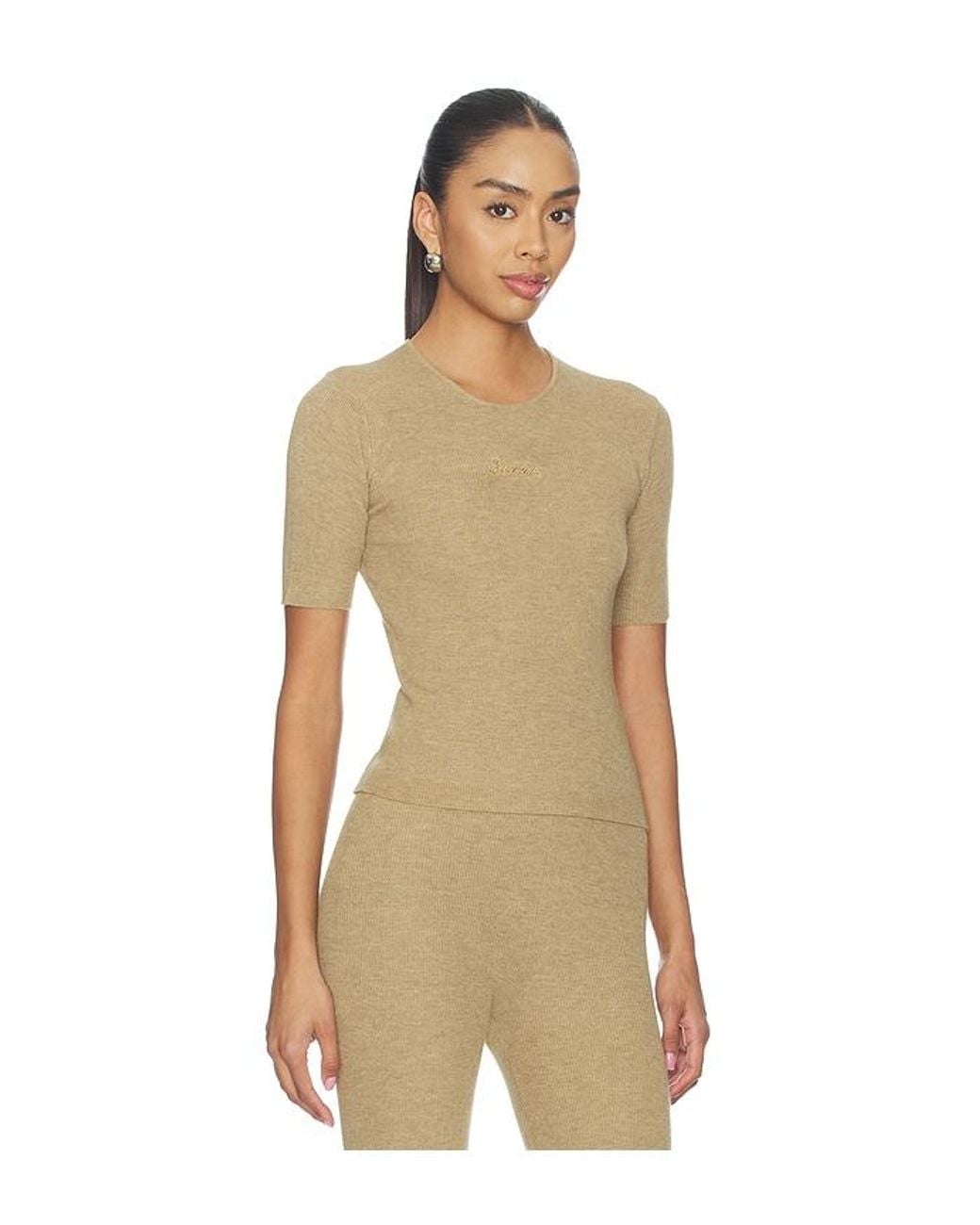 Fear Of God Natural Signature Rib Knit Fitted Short Sleeve Tee