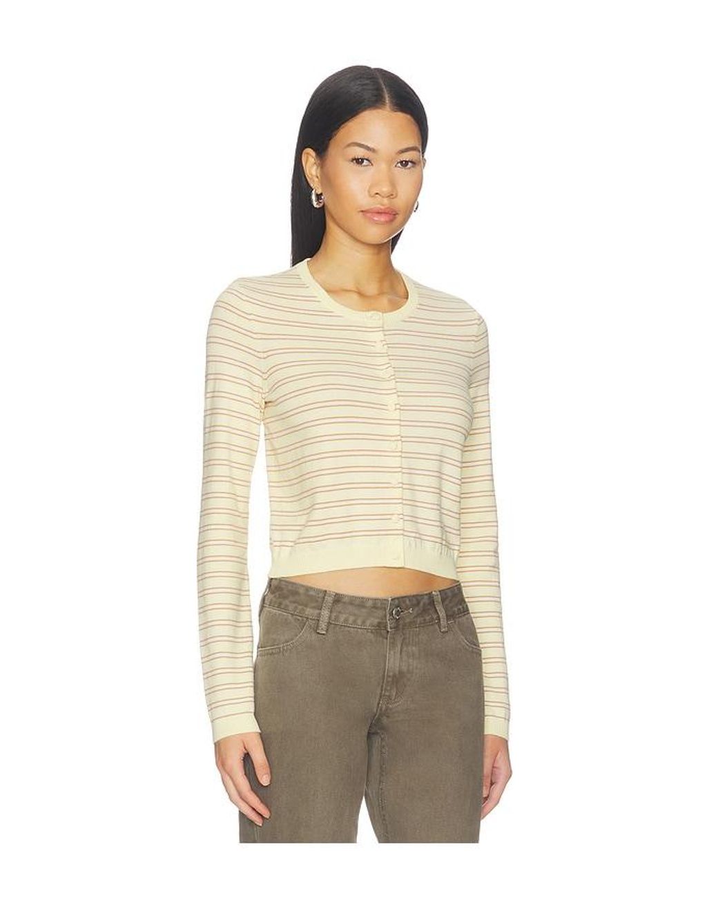 Lovers + Friends Natural Jaylin Stripe Cardigan