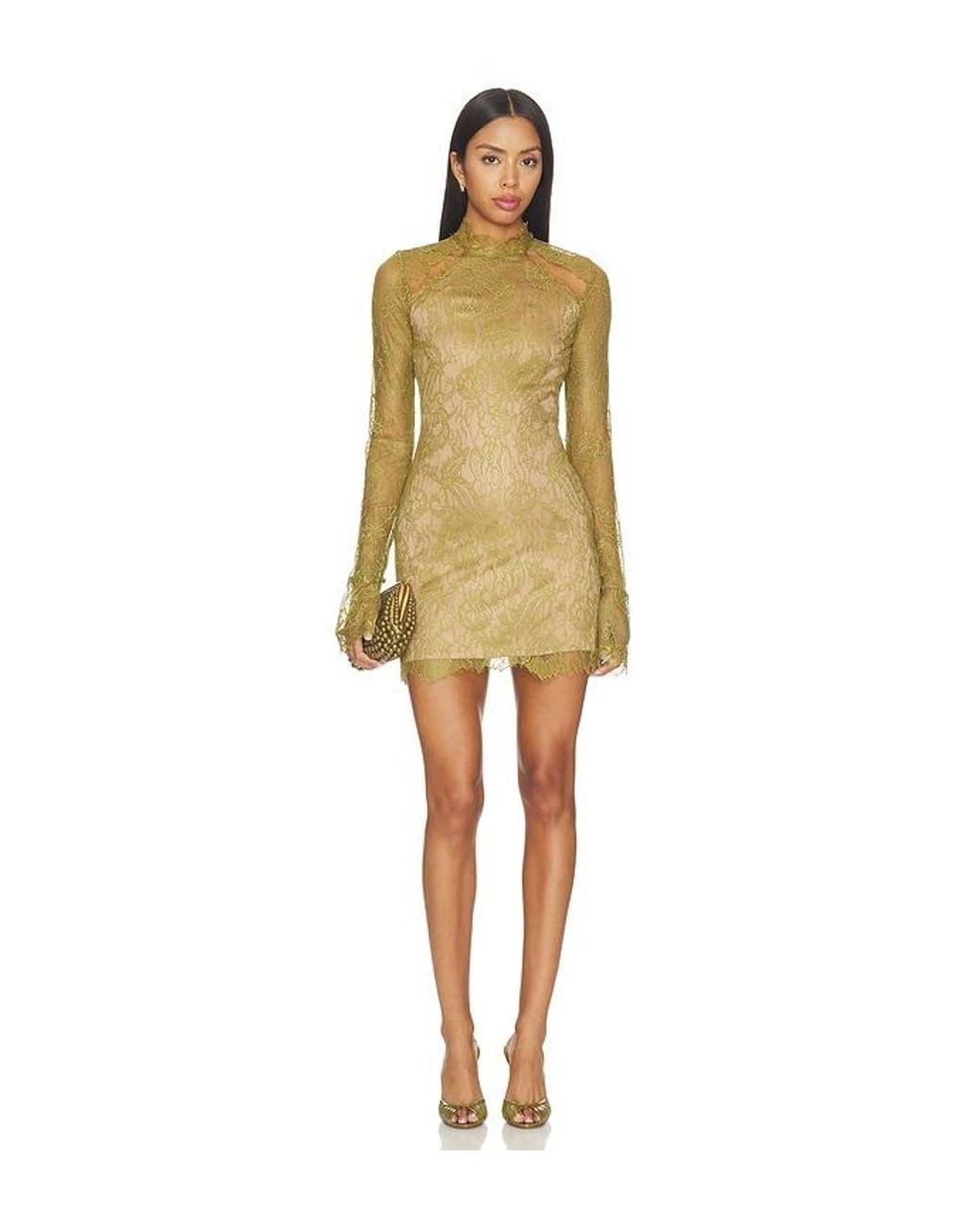 retroféte Yellow Gilana Lace Dress