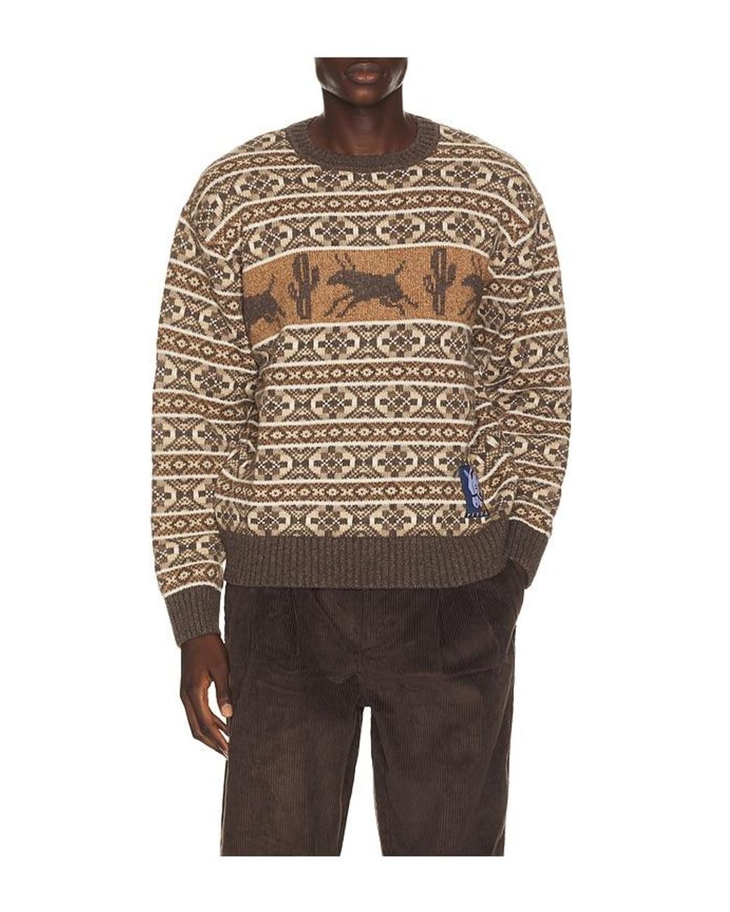 by Parra Brown Cactus Bull Knitted Pullover for men