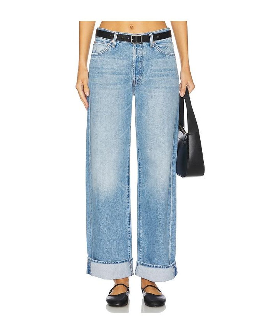 Mother Blue The Dodger Button Hover Cuff Jeans