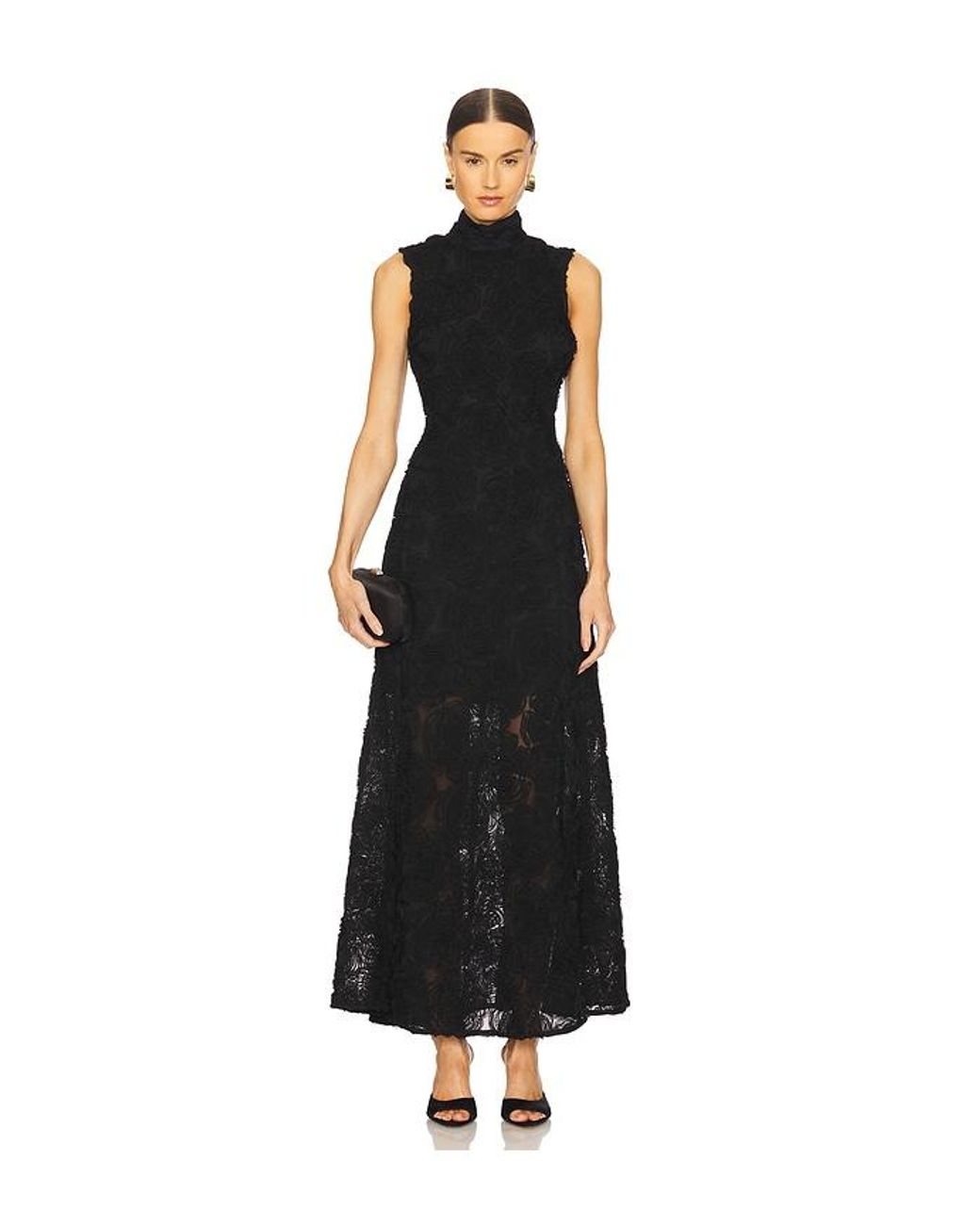 rotate birger christensen flower mesh maxi dress Flower Mesh Maxi Dress Light Blue