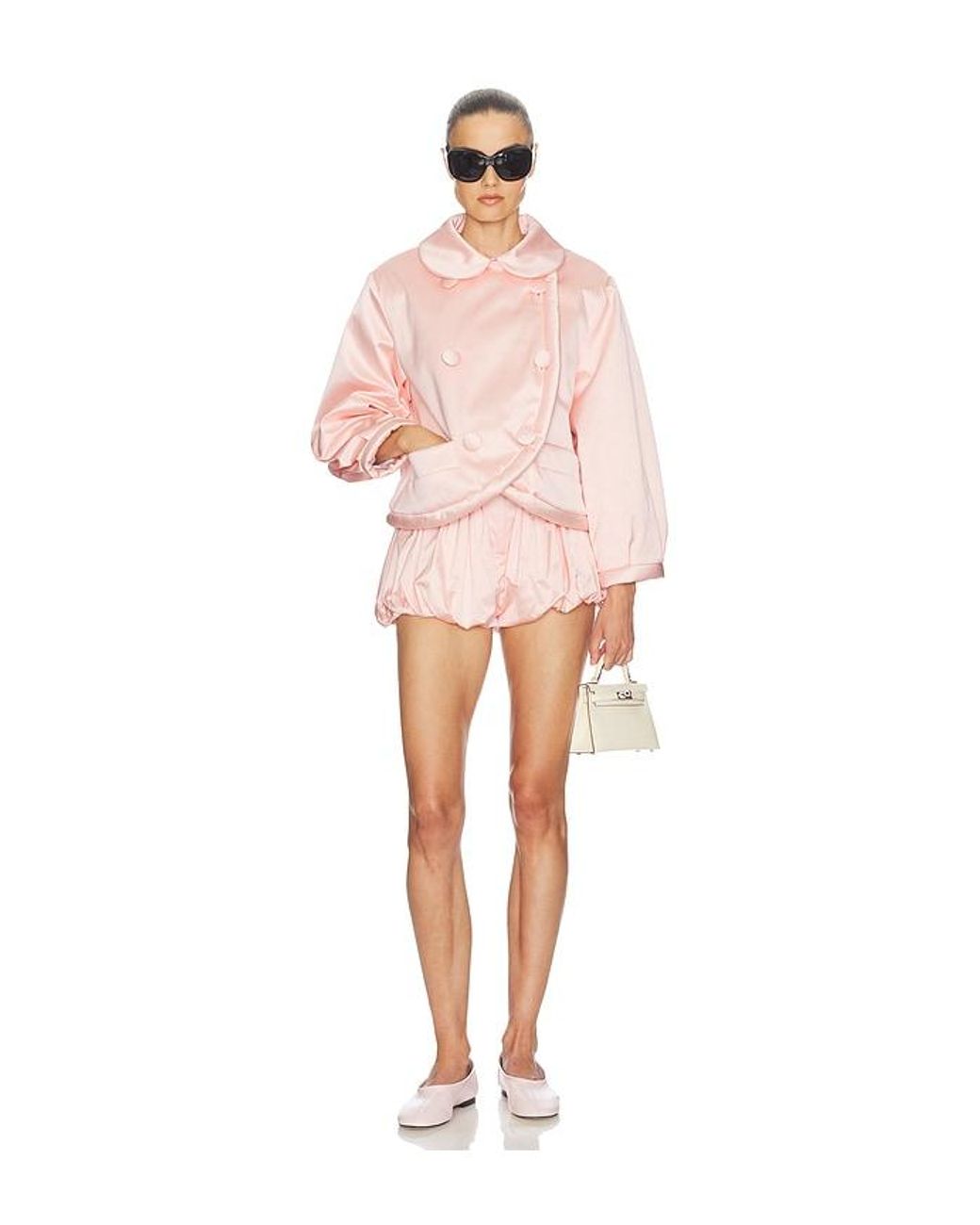 Helsa White Sateen Puff Shorts