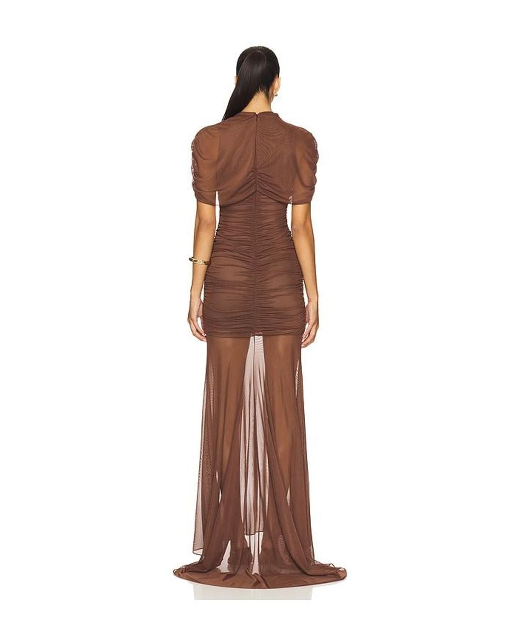 Amanda Uprichard Brown X Revolve Evianna Mesh Gown