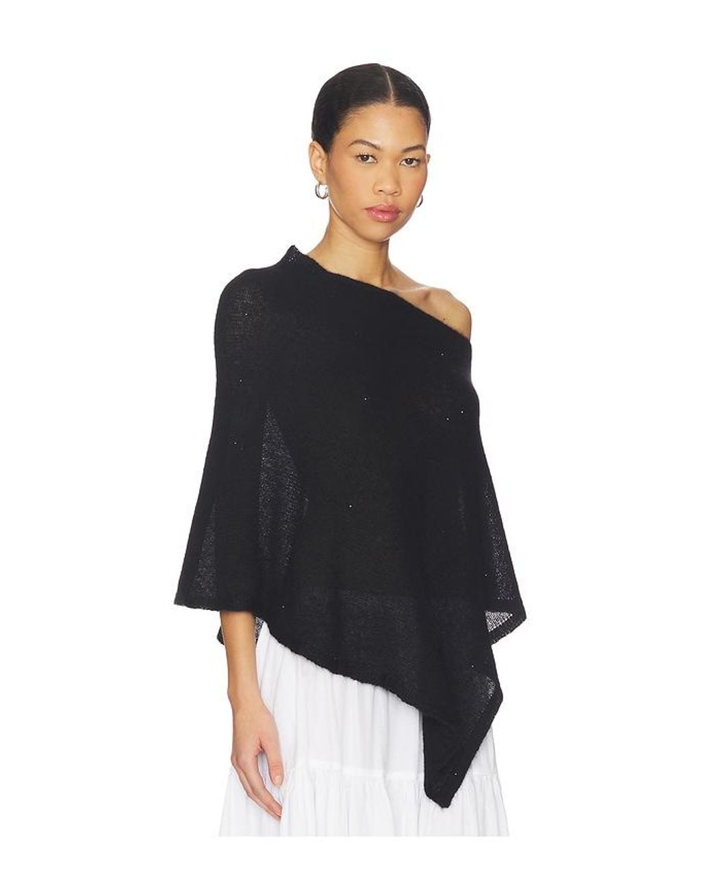 Autumn Cashmere Black Sequin Cropped Poncho Capelet