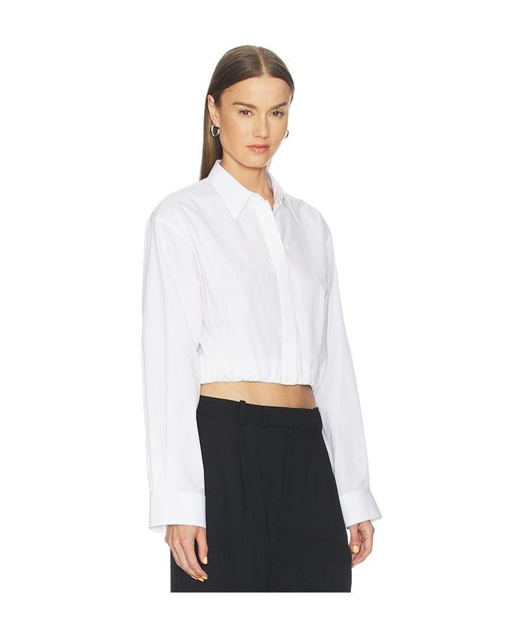 Helmut Lang White Cropped Gather Shirt