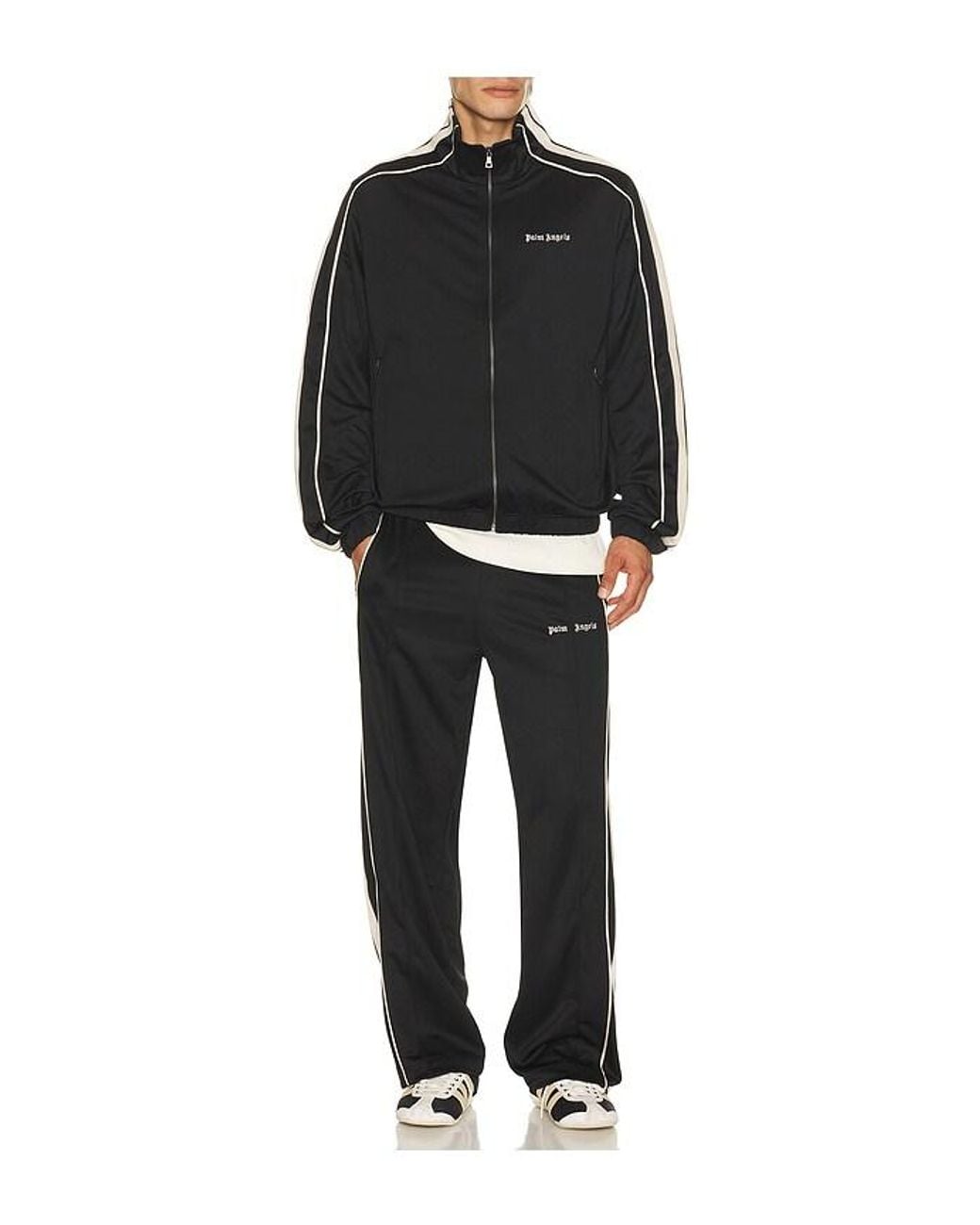 Palm Angels Black Classic Logo Vintage Track Top for men