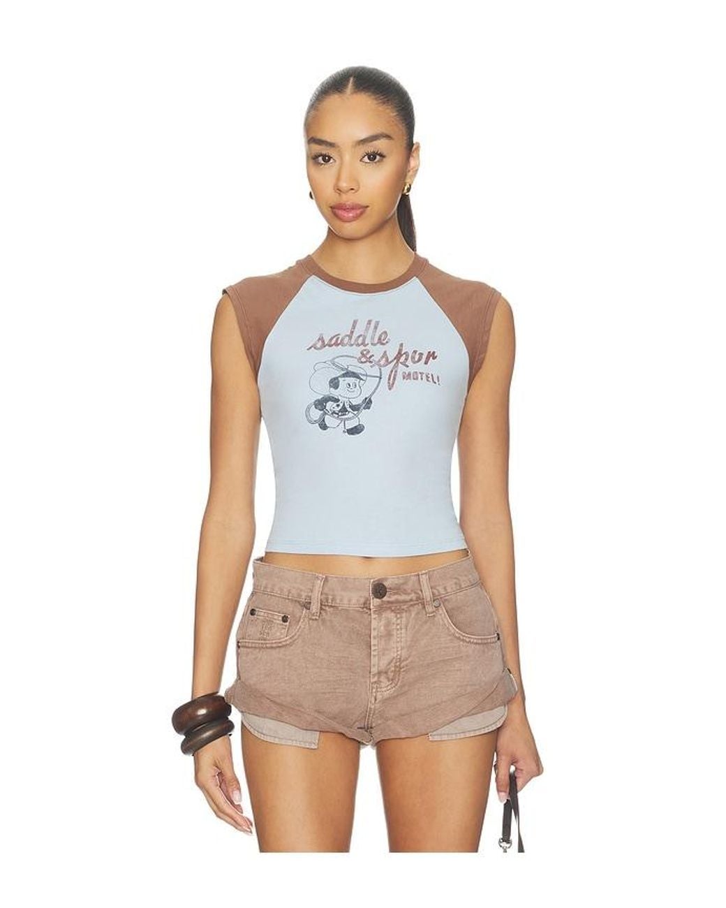 Daydreamer Blue Saddle & Spur Motel Raglan Tank Top