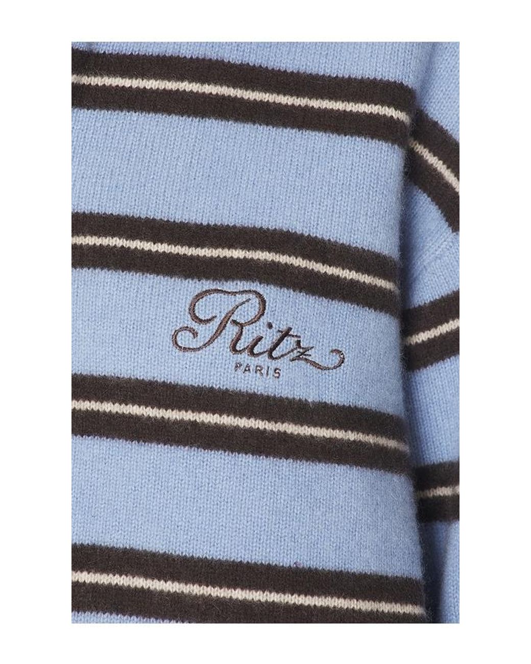 FRAME Blue The Ritz Brushed Cashmere Rugby Sweater