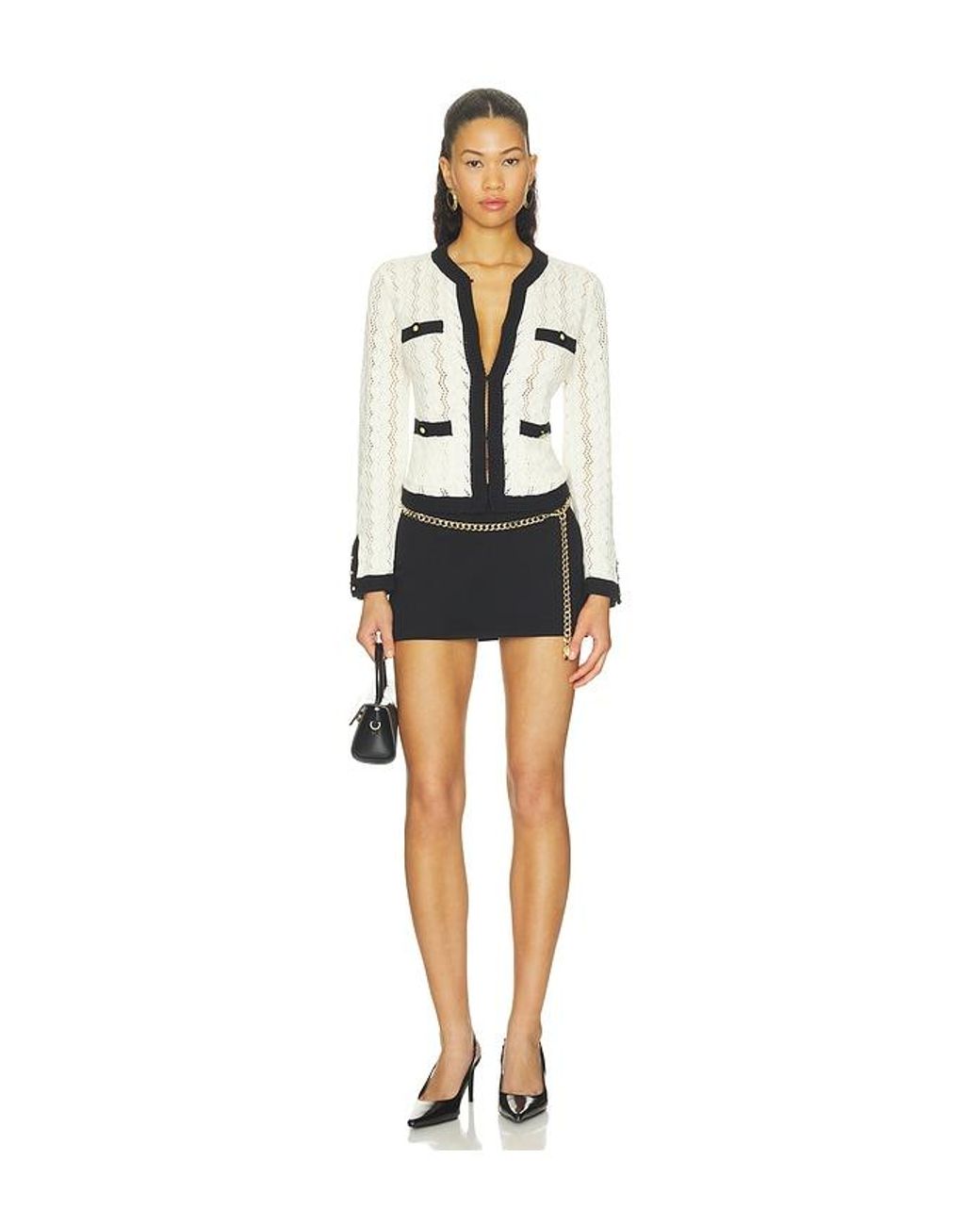 L'Agence White Zephyra Pointelle Cardigan