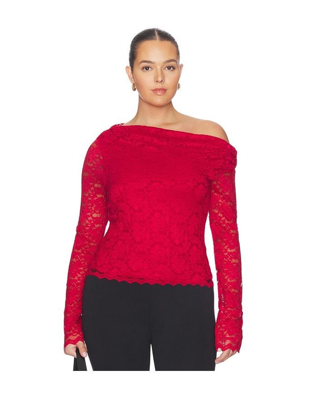 AFRM Red Barry Silken Lace Top