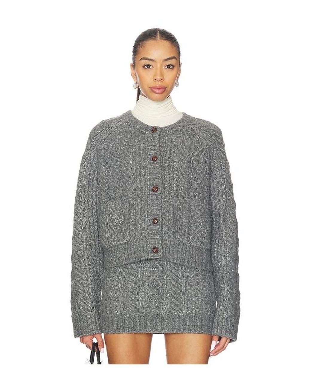 Lovers + Friends Gray Ibona Cable Cardigan