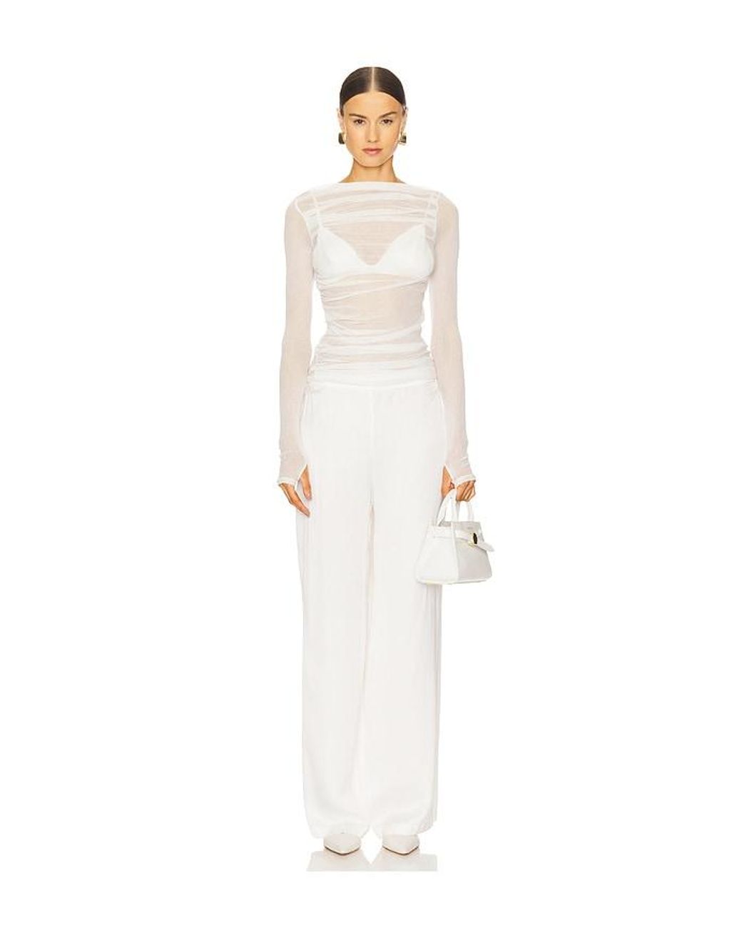 Enza Costa White Draped Boatneck