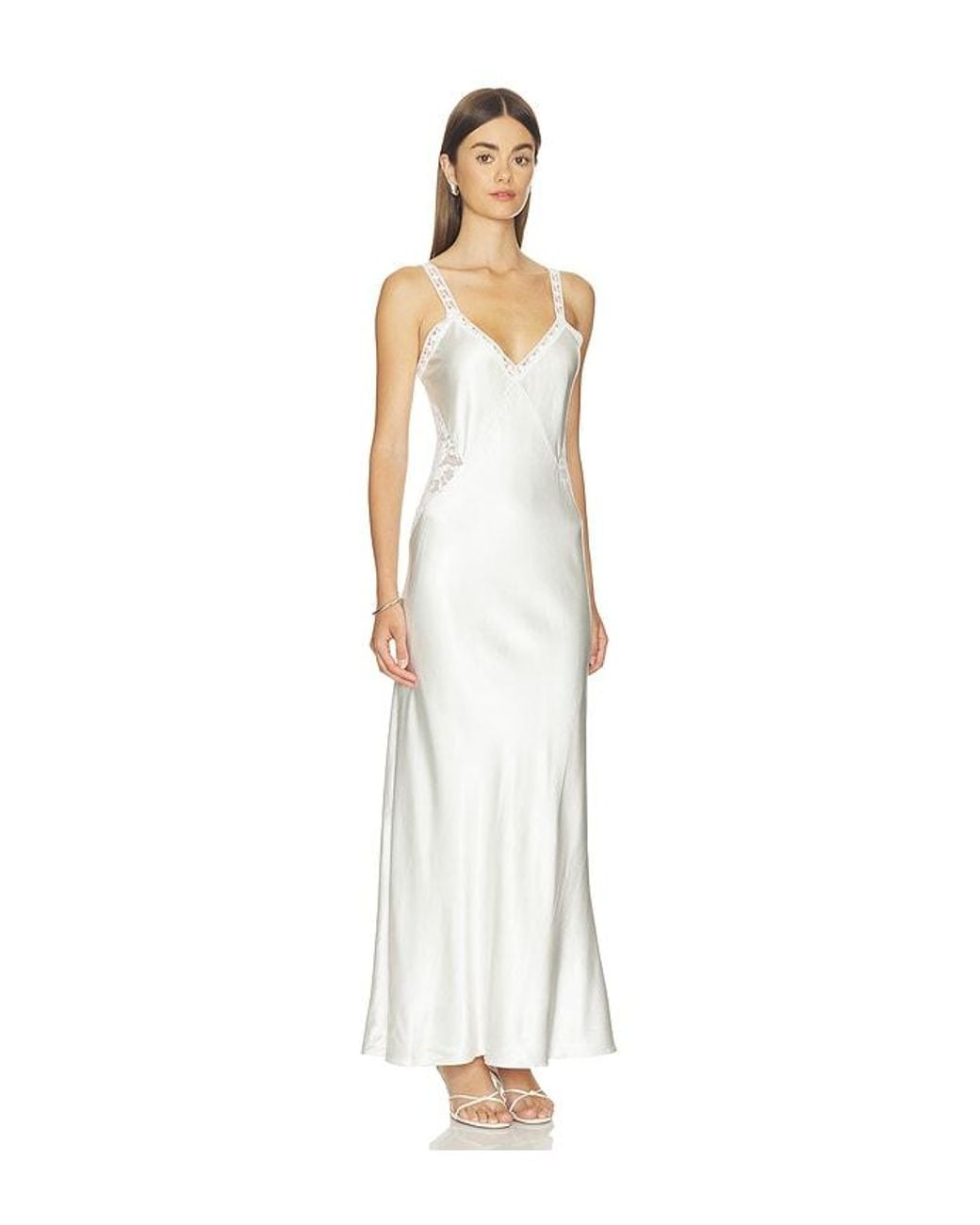 Generation Love White Milena Lace Combo Liquid Satin Maxi Dress