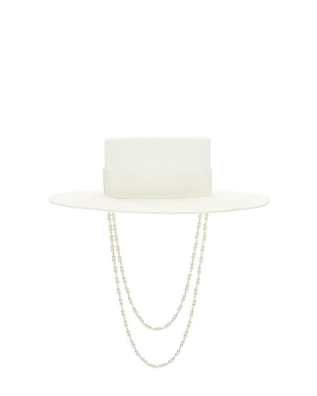 Ruslan Baginskiy White Double Chain Strap Boater Hat