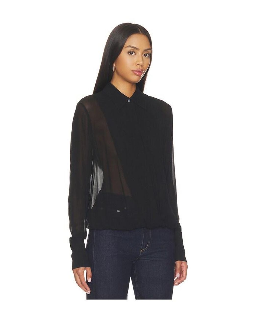 ÉTERNE Black Vivi Viscose Georgette Blouse